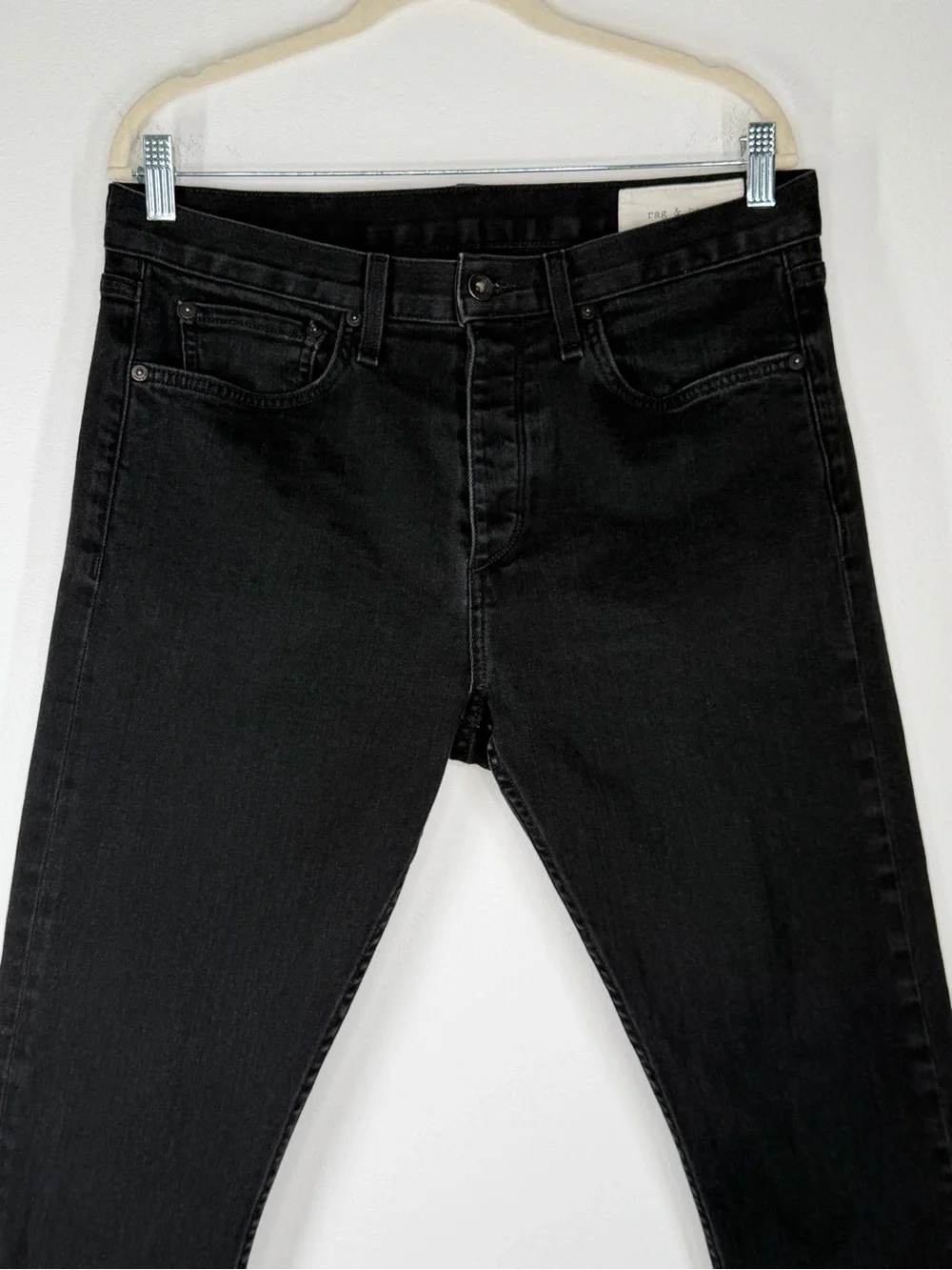 Rag & Bone Fit 1 Extra Slim Black Denim Jeans Button Fly Men’s Size 34